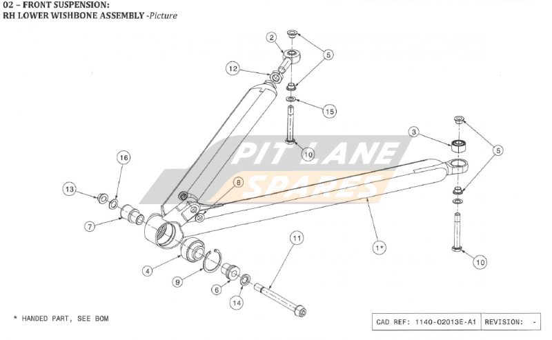 RH LOWER WISHBONE ASSEMBLY Diagram